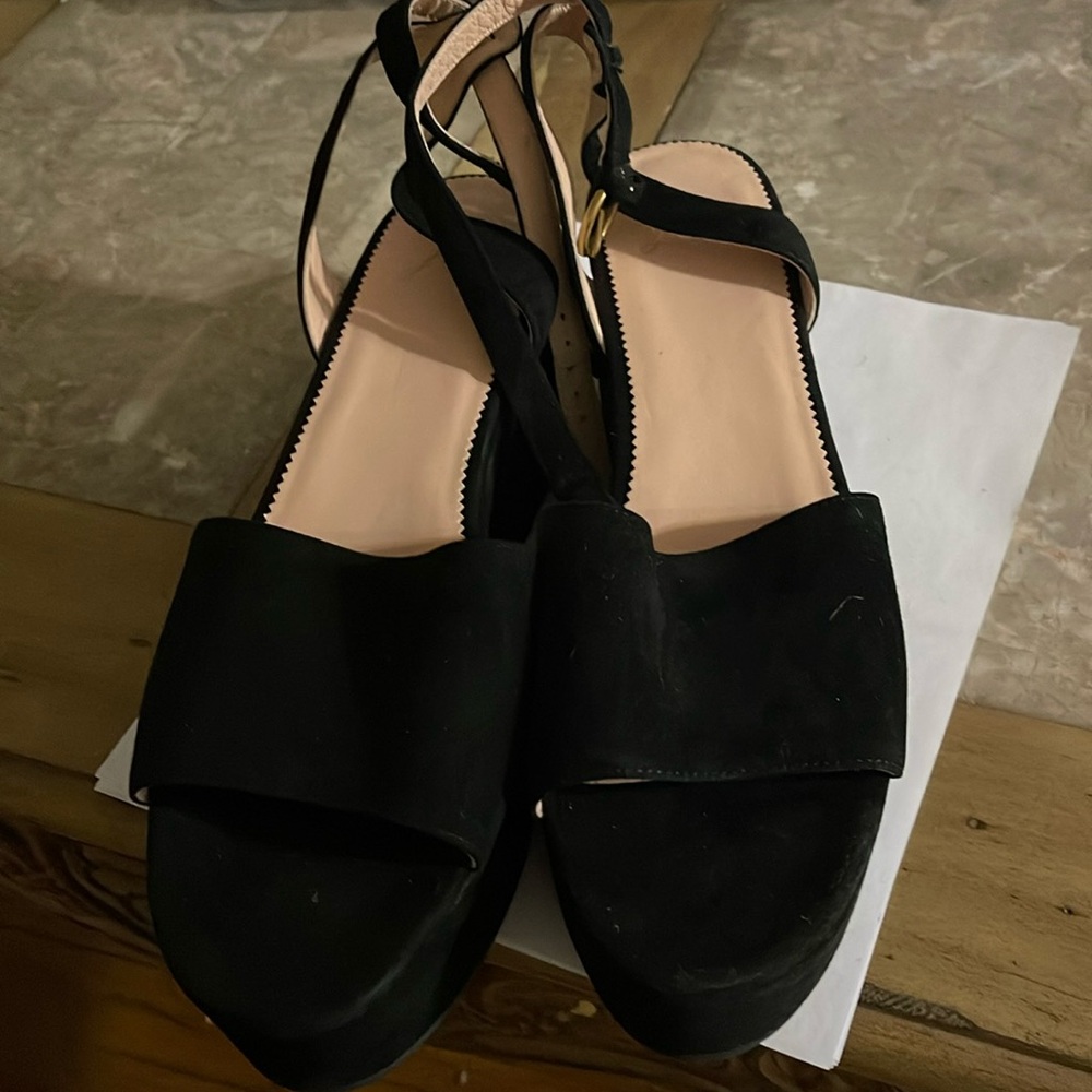 I Crew penny ankle strap sandals black
